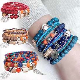 Tribal Bracelet Bohemian Famous Style Simple Disc Tower Wings Personalized Beads Multilayer Women's Bracelet 0524