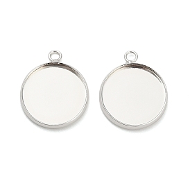 Flat Round Brass Pendant Cabochon Settings, Long-Lasting Plated, Rack Plating, Lead Free & Cadmium Free