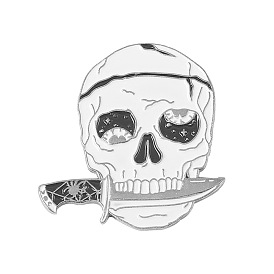 Alloy Enamel Brooches, Skull with Knife