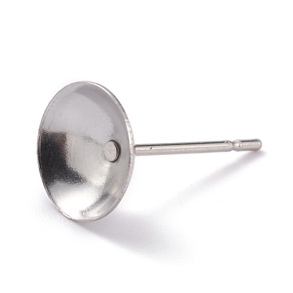 304 Stainless Steel Stud Earring Settings, Cone
