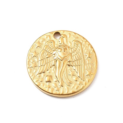 304 подвески из нержавеющей стали, плоский круглый с ангельским шармом