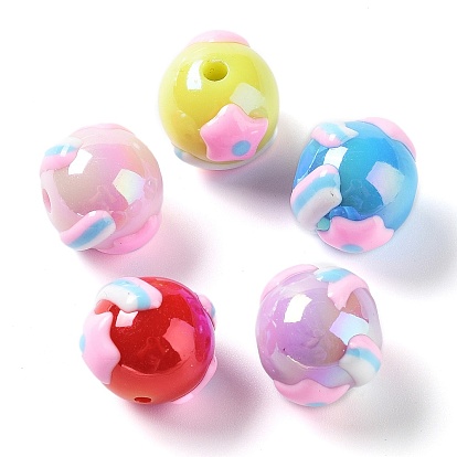 Opaque Resin Beads, Textured Round with Star