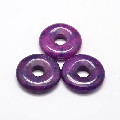 Dyed Natural Malaysia Jade Donut/Pi Disc Pendants
