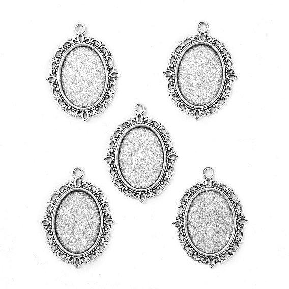 Тибетский стиль старинное серебро литые настройки кабошон плоский овал подвесные, без кадмия и без свинца