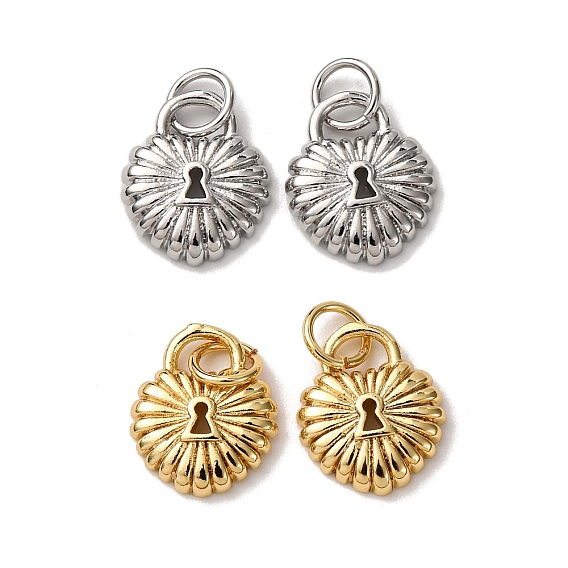 Латунь прелести, замок в форме сердца, с целью перехода в кольце, стойки покрытие, долговечный, без свинца и без кадмия