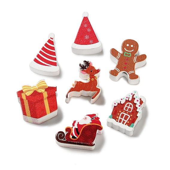 Рождественские тематические деревянные бусины схима, напечатанный