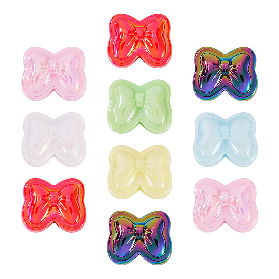 10 шт. непрозрачные акриловые бусины с УФ-покрытием, радужный, бантом