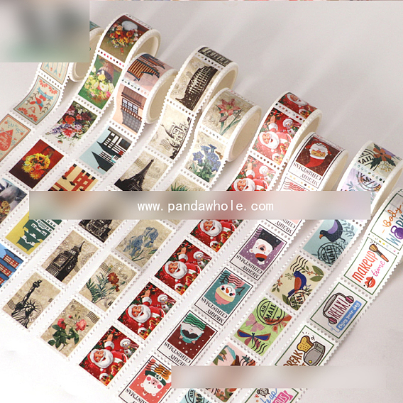 Stamp Decorative Paper Tapes, Adhesive Tapes, for DIY Scrapbooking Supplie Gift Decoration