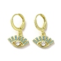 Boucles d'oreilles pendantes œil en laiton doré à fermoir à levier, avec verre et zircone