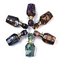 Assembled Synthetic Pyrite and Imperial Jasper Openable Perfume Bottle Pendants, with Brass Findings, Dyed