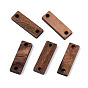 Подвески-соединители из вощеного орехового дерева, прямоугольные