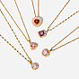 18k Stainless Steel Chain White Micro-paved Zircon Bezel Purple Square Zircon Pendant Necklace For Women
