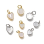 Плоские круглые подвески-сердечки из латуни и натуральных ракушек, с прыжковых колец, без кадмия и без свинца, стойки покрытие, долговечный, цвет морской раковины