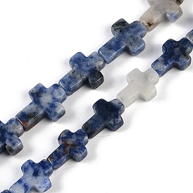 Natural Blue Spot Jasper Beads Strands, Cross