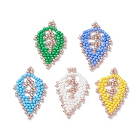 Glass Seed Beads Loom Pattern, Leaf Pendants