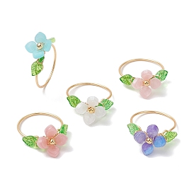 Кольца для женщин из пластика и акрила с медной проволокой, цветок