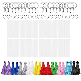 Acrylic Photo Frame Keychain, DIY Custom Blank Photo Keyring Kits, with Polyester Tassel