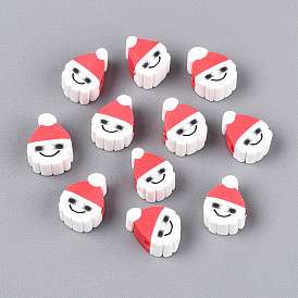 Новогодняя тема бусины из полимерной глины ручной работы, отец рождество / Санта-Клаус