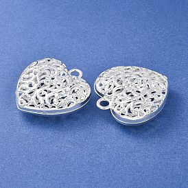Полые тибетском стиле сплава сердца подвески, без свинца и без кадмия, 50x49x16 мм, отверстие : 5 мм