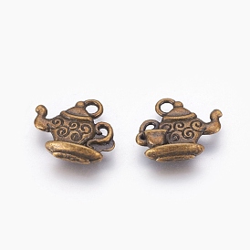 Metal Alloy Charms, Lead Free and Cadmium Free, Teapot, 13x12x4mm, hole: 2mm