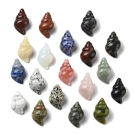 Natural & Synthetic Gemstone Carved Figurines, for Home Office Desktop Decoration, Conch Shape