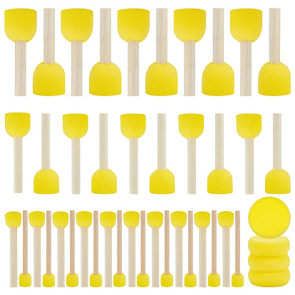 40 piezas 4 estilos esponjas de pintura formas, Estampador de pintura con esponja y mango de madera, con 4 piezas de esponja absorbente de agua de forma redonda