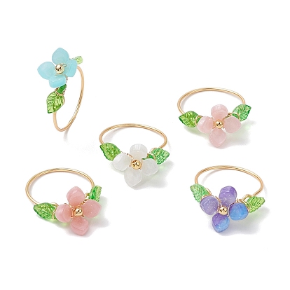 Кольца для женщин из пластика и акрила с медной проволокой, цветок