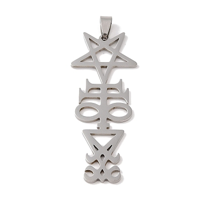 201 из нержавеющей стали большие кулоны, Очарование символов звезды и сатаны, креста и Люцифера