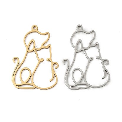 304 подвески из нержавеющей стали, полый, подвеска в форме собаки и кошки, лазерная резка