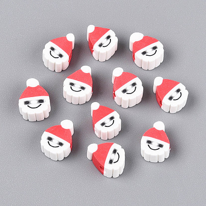 Новогодняя тема бусины из полимерной глины ручной работы, отец рождество / Санта-Клаус