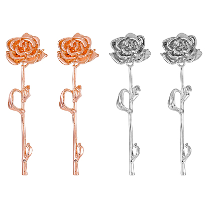 4шт. 2 цвета латунные серьги-манжеты, роза