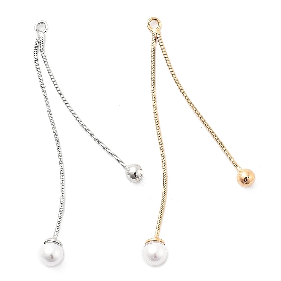 Латунные большие кулоны, с абс пластмассовой имитационной жемчужиной, круглые подвески, без кадмия, без никеля и без свинца