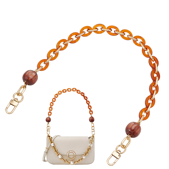 1 Цепочки для кошельков из овальных звеньев из поликарбонатной смолы с застежками из сплава, для аксессуаров для замены сумок, золотые