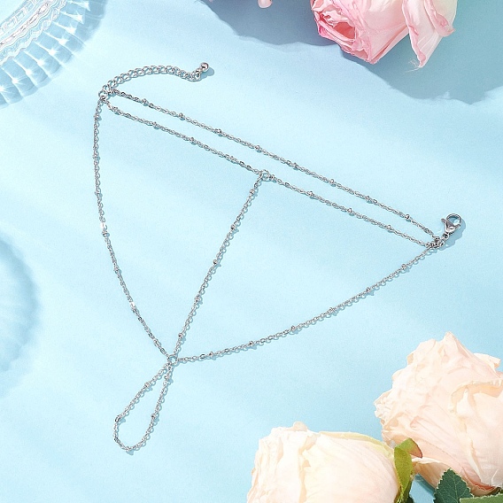 304 браслеты из нержавеющей стали, 304 браслеты из нержавеющей стали с цепочками для женщин, с круглыми пластиковыми подвесками ccb