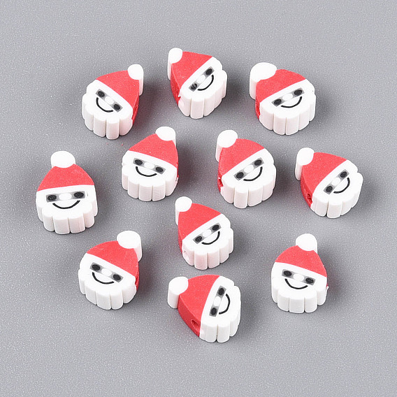 Новогодняя тема бусины из полимерной глины ручной работы, отец рождество / Санта-Клаус