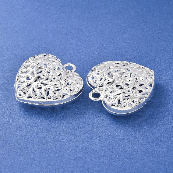 Полые тибетском стиле сплава сердца подвески, без свинца и без кадмия, 50x49x16 мм, отверстие : 5 мм