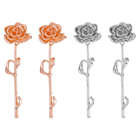 4шт. 2 цвета латунные серьги-манжеты, роза
