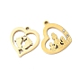 304 из нержавеющей стали с горный хрусталь подвески, ионное покрытие (ip), золотые, сердце