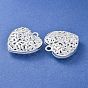 Полые тибетском стиле сплава сердца подвески, без свинца и без кадмия, 50x49x16 мм, отверстие : 5 мм