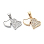Латунные микро проложить кубического циркония подвески, без кадмия, без никеля и без свинца, с оболочкой, двойное очарование сердца