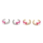 Brass Micro Pave Cubic Zirconia Cuff Earrings, Long-Lasting Plated, with Enamel, Ring