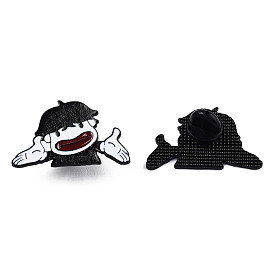 Boy with Hat Enamel Pin, Electrophoresis Black Plated Alloy Badge for Backpack Clothes, Nickel Free & Lead Free
