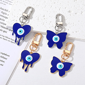 Dark blue dripping oil love butterfly keychain devil's eye pendant pendant alloy jewelry