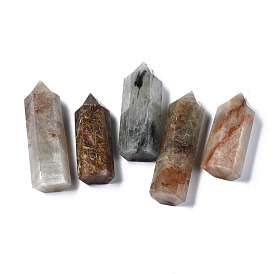 Décoration de pendule de colonne de cristal de prisme hexagonal de quartz rutile naturel, baguettes de pierre de guérison, pour reiki chakra méditation thérapie déco