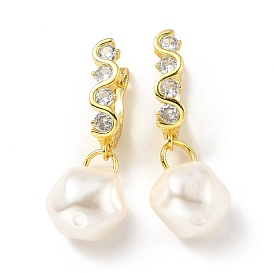 Пластиковые жемчужные серьги-кольца с прозрачными фианитами, украшения из латуни для женщин, без свинца, без кадмии и без никеля