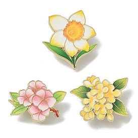 Épingles à fleurs en émail, dos d'épingles à revers en alliage pour vêtements, or