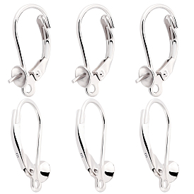 3 пары 925 фурнитура для сережек с застежкой-русалкой из стерлингового серебра, с чашечными жемчужными дужками и горизонтальными петлями, за половину пробурено бисера