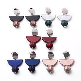 Pendientes colgantes de acrílico estilo goma, con 304 hallazgos de aretes de acero inoxidable y tuercas, calabaza y media vuelta