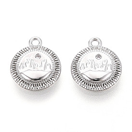 Латунные микропаве прозрачные кубические циркониевые подвески, без кадмия, без никеля и без свинца, плоско-круглые