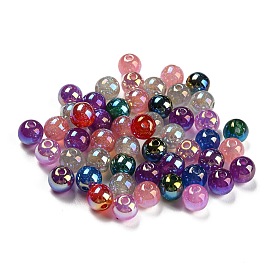 UV Plating Iridescent Acrylic Beads, Round